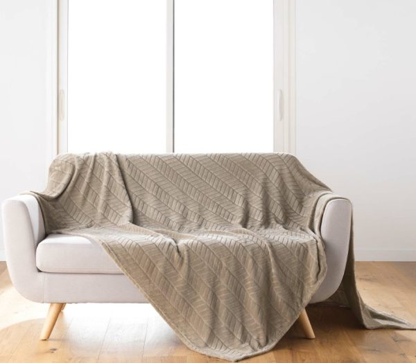 Κουβέρτα - Ριχτάρι με ζακάρ σχέδιο super soft  Σχ.Arya taupe 180x220cm 100% polyester