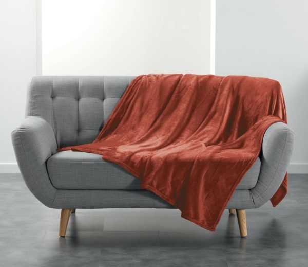 Κουβέρτα - Ριχτάρι super soft  Σχ.Flanou terracotta 180x220cm 100% polyester