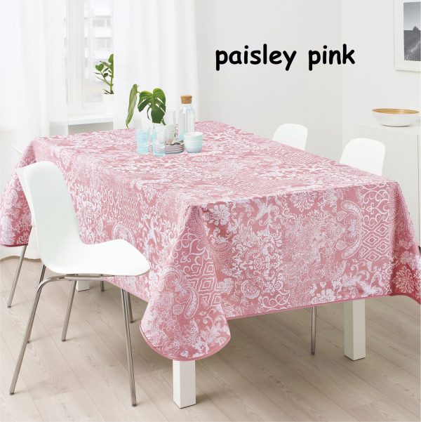 Τραπεζομάντηλο  αλέκιαστο Σχ. Paisley pink 100%pol.