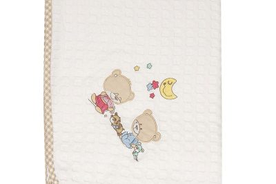 ΚΟΥΒΕΡΤΑ ΠΙΚΕ bebe HAPPY BEARS 21 100Χ160 ΛΕΥΚΟ/ΜΠΕΖ Cotton 100%