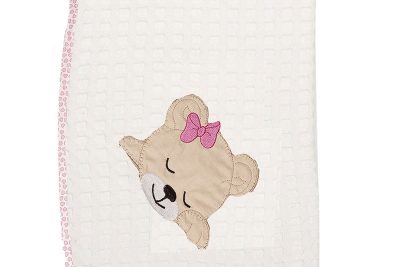 ΚΟΥΒΕΡΤΑ ΠΙΚΕ bebe SLEEPING BEARS CUB 12 100Χ160 ΛΕΥΚΟ/ΡΟΖ Cotton 100%