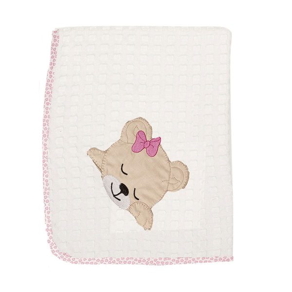 ΚΟΥΒΕΡΤΑ ΠΙΚΕ bebe SLEEPING BEARS CUB 12 100Χ160 ΛΕΥΚΟ/ΡΟΖ Cotton 100%