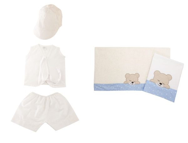 ΛΑΔΟΠΑΝΟ ΣΕΤ 5 τεμ bebe SLEEPING BEARS CUB 11  ΛΕΥΚΟ/ΣΙΕΛ Cotton 100%