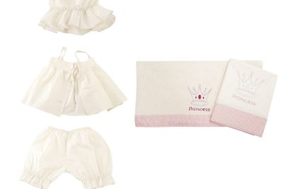 ΛΑΔΟΠΑΝΟ ΣΕΤ 5 τεμ bebe PRINCESS 33  ΛΕΥΚΟ/ΡΟΖ Cotton 100%