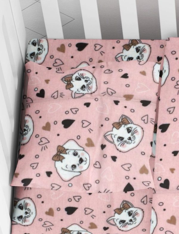 ΜΑΞΙΛΑΡΟΘΗΚΗ ΕΜΠΡΙΜΕ bebe Puppy-Kitten 18 35Χ45 Pink Flannel cotton 100%