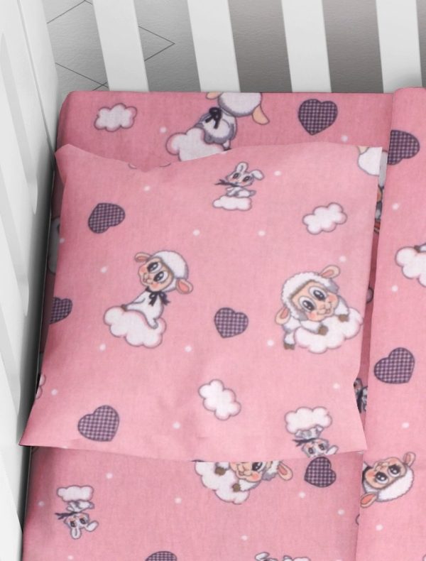 ΜΑΞΙΛΑΡΟΘΗΚΗ ΕΜΠΡΙΜΕ bebe Προβατάκι 05 35Χ45 Pink Flannel cotton 100%