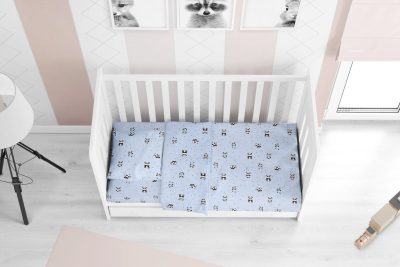 ΠΑΠΛΩΜΑ ΕΜΠΡΙΜΕ bebe PANDA 110 120X160 Sky blue Cotton 100%