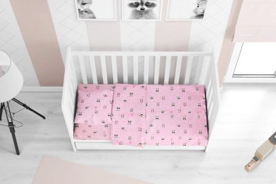 ΠΑΠΛΩΜΑ ΕΜΠΡΙΜΕ bebe PANDA 111 120X160 Pink Cotton 100%