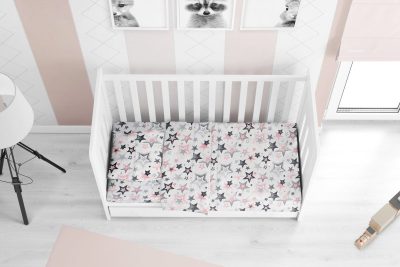 ΠΑΠΛΩΜΑ ΕΜΠΡΙΜΕ bebe Star 122 120X160 Grey-Pink Cotton 100%