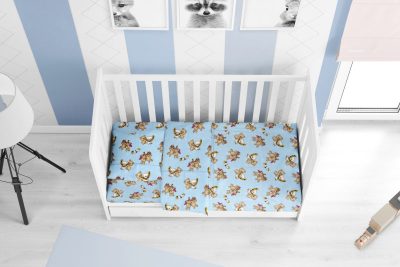 ΠΑΠΛΩΜΑ ΕΜΠΡΙΜΕ bebe Little Brothers 147 120X160 Sky blue Flannel Cotton 100%