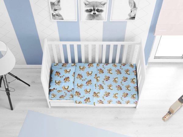 ΠΑΠΛΩΜΑ ΕΜΠΡΙΜΕ bebe Little Brothers 147 120X160 Sky blue Flannel Cotton 100%