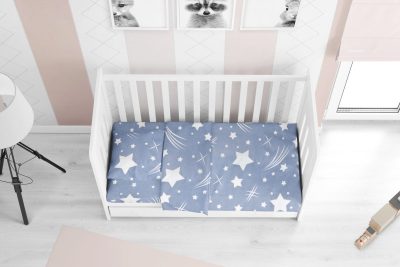 ΠΑΠΛΩΜΑ ΕΜΠΡΙΜΕ bebe Star 37 120X160 Blue Flannel cotton 100%