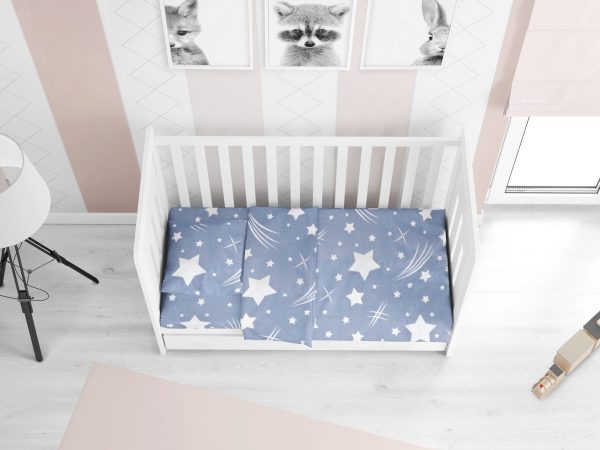 ΠΑΠΛΩΜΑ ΕΜΠΡΙΜΕ bebe Star 37 120X160 Blue Flannel cotton 100%