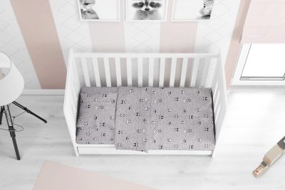 ΠΑΠΛΩΜΑΤΟΘΗΚΗ ΕΜΠΡΙΜΕ bebe PANDA 112 120Χ160 Grey-Green Cotton 100%