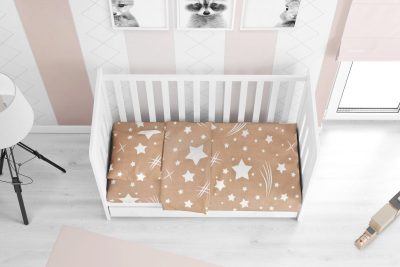 ΠΑΠΛΩΜΑΤΟΘΗΚΗ ΕΜΠΡΙΜΕ bebe Star 36 120Χ160 Beige Flannel cotton 100%