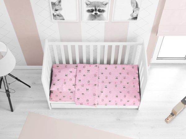 ΣΕΝΤΟΝΙΑ ΕΜΠΡΙΜΕ ΣΕΤ 3 τεμ bebe PANDA 111 120Χ160 Pink Cotton 100%