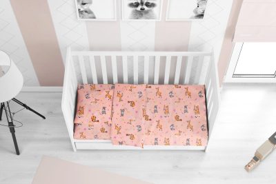 ΣΕΝΤΟΝΙΑ ΕΜΠΡΙΜΕ ΣΕΤ 3 τεμ bebe Ελαφάκι 117 120Χ160 Pink Cotton 100%