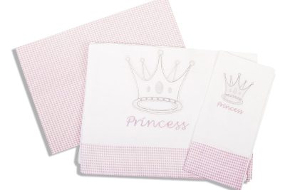 ΣΕΝΤΟΝΙΑ ΣΕΤ 3 τεμ bebe PRINCESS 33 120Χ170 ΛΕΥΚΟ/ΡΟΖ Cotton 100%