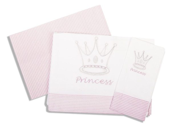 ΣΕΝΤΟΝΙΑ ΣΕΤ 3 τεμ bebe PRINCESS 33 120Χ170 ΛΕΥΚΟ/ΡΟΖ Cotton 100%