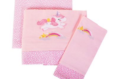 ΣΕΝΤΟΝΙΑ ΣΕΤ 3 τεμ bebe UNICORN 41 120Χ170 ΡΟΖ Cotton 100%