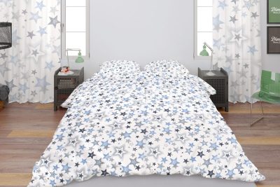 ΠΑΠΛΩΜΑ ΕΜΠΡΙΜΕ ΕΝΗΛ Star 123 220X240 Blue-Grey Cotton 100%