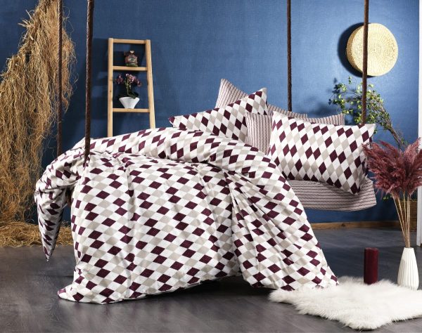 ΠΑΠΛΩΜΑΤΟΘΗΚΗ ΕΜΠΡΙΜΕ  Diamond 326 160Χ240 Burgundy Flannel cotton 100%