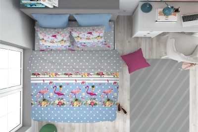 ΠΑΠΛΩΜΑΤΟΘΗΚΗ ΕΜΠΡΙΜΕ  Flamingo 293 220Χ240 Blue-Grey Flannel cotton 100%