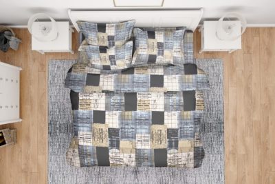 ΠΑΠΛΩΜΑΤΟΘΗΚΗ ΕΜΠΡΙΜΕ Squares 01 220Χ240 Flannel cotton 100%