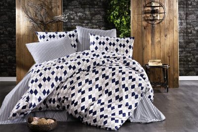 ΣΕΝΤΟΝΙΑ ΕΜΠΡΙΜΕ ΣΕΤ 3 τεμ  Diamond 325 160Χ240 Blue-Black Flannel cotton 100%