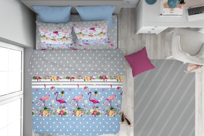 ΣΕΝΤΟΝΙΑ ΕΜΠΡΙΜΕ ΣΕΤ 3 τεμ  Flamingo 293 160Χ240 Blue-Grey Flannel cotton 100%