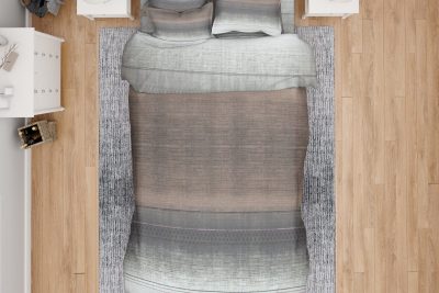 ΣΕΝΤΟΝΙΑ ΕΜΠΡΙΜΕ ΣΕΤ 3 τεμ Hor.Stripes 01 160X240 Μπεζ-Γκρί Flannel Cotton 100%