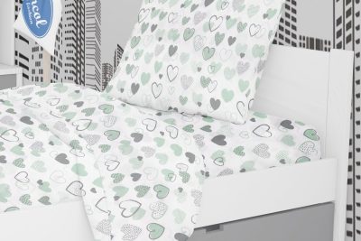 ΜΑΞΙΛΑΡΟΘΗΚΗ ΕΜΠΡΙΜΕ kids Hearts 10 50X70 Green Cotton 100%