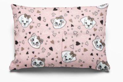 ΜΑΞΙΛΑΡΟΘΗΚΗ ΕΜΠΡΙΜΕ kids Puppy-Kitten 18 50Χ70 Pink Flannel cotton 100%