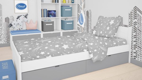 ΠΑΠΛΩΜΑΤΟΘΗΚΗ ΕΜΠΡΙΜΕ kids Star 38 160Χ240 Grey Flannel cotton 100%