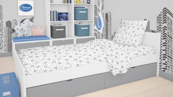 ΣΕΝΤΟΝΙΑ ΕΜΠΡΙΜΕ ΣΕΤ 2 τεμ kids Elephant 174 160Χ240 Blue Cotton 100%