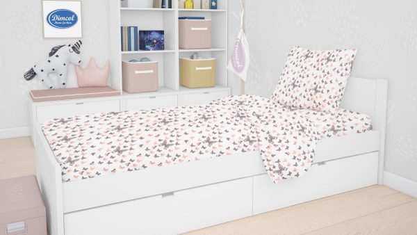 ΣΕΝΤΟΝΙΑ ΕΜΠΡΙΜΕ ΣΕΤ 3 τεμ kids Butterfly 61 160Χ240 Coral Cotton 100%