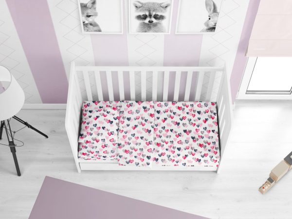 ΠΑΠΛΩΜΑΤΟΘΗΚΗ ΕΜΠΡΙΜΕ bebe Hearts 12 120X160 Grey-Pink Cotton 100%