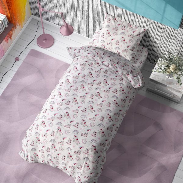 ΠΑΠΛΩΜΑΤΟΘΗΚΗ ΕΜΠΡΙΜΕ kids Unicorn 108 160Χ240 White-Pink Cotton 100%