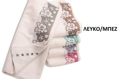 ΠΕΤΣΕΤΑ ΖΑΚΑΡ ZERO TWIST ΕΡΑΤΩ 70X140 ΛΕΥΚΟ/ΜΠΕΖ Cotton 100%