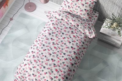 ΣΕΝΤΟΝΙΑ ΕΜΠΡΙΜΕ ΣΕΤ 2 τεμ kids Hearts 12 160X240 Grey-Pink Cotton 100%