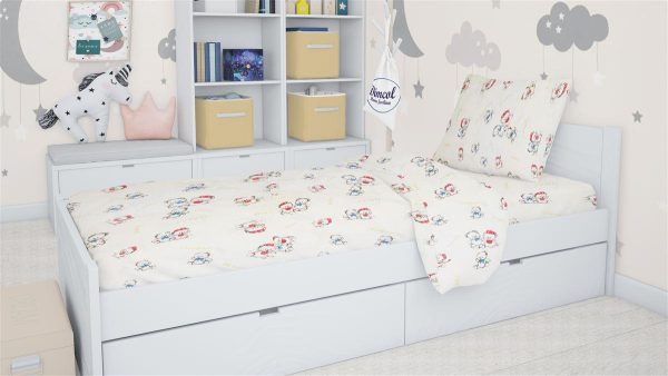 ΣΕΝΤΟΝΙΑ ΕΜΠΡΙΜΕ ΣΕΤ 3 τεμ kids Two Lovely Bears 67 160Χ240 Ecru Cotton 100%