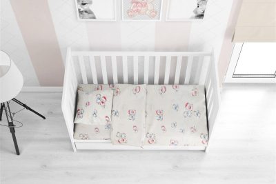 ΣΕΝΤΟΝΙΑ ΕΜΠΡΙΜΕ ΣΕΤ 3 τεμ bebe Two Lovely Bears 67 120Χ160 Ecru Cotton 100%