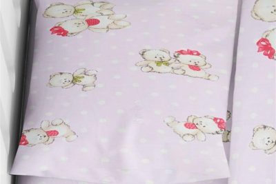 ΜΑΞΙΛΑΡΟΘΗΚΗ ΕΜΠΡΙΜΕ bebe Two Lovely Bears 65 35Χ45 Lila Cotton 100%