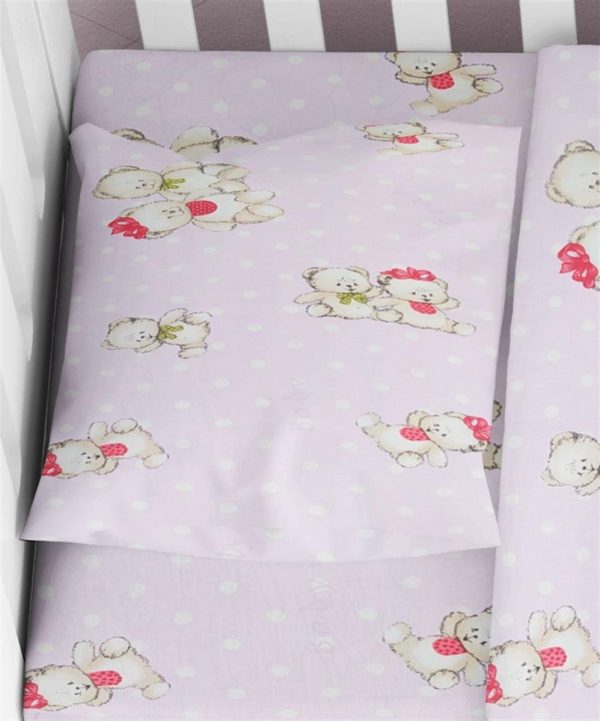 ΜΑΞΙΛΑΡΟΘΗΚΗ ΕΜΠΡΙΜΕ bebe Two Lovely Bears 65 35Χ45 Lila Cotton 100%