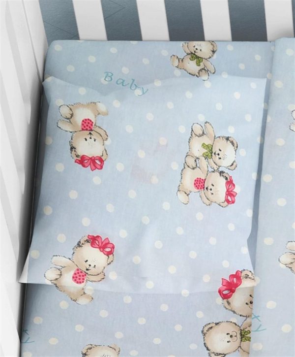 ΜΑΞΙΛΑΡΟΘΗΚΗ ΕΜΠΡΙΜΕ bebe Two Lovely Bears 64 35Χ45 Blue Cotton 100%