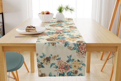 ΤΡΑΒΕΡΣΑ ΑΛΕΚΙΑΣΤΗ 40X180 Vintage Flower 480 Ecru-Aqua Cott/Pol 70/30