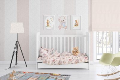 ΠΑΠΛΩΜΑ ΕΜΠΡΙΜΕ bebe Pretty Bear 95 120X160 Ecru Cotton 100%