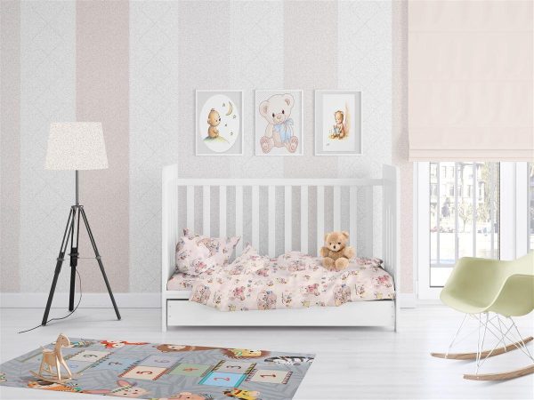 ΠΑΠΛΩΜΑ ΕΜΠΡΙΜΕ bebe Pretty Bear 95 120X160 Ecru Cotton 100%