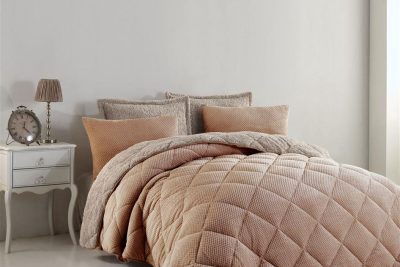 ΚΟΥΒΕΡΤΟΠΑΠΛΩΜΑ Γούνα-Sherpa 750 gsm 1860 Caramel B17 220X240 Polyester