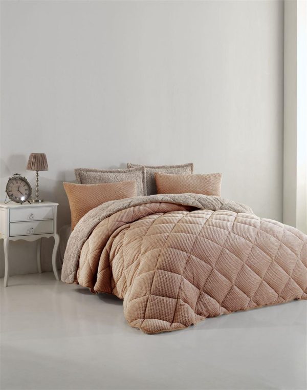 ΚΟΥΒΕΡΤΟΠΑΠΛΩΜΑ Γούνα-Sherpa 750 gsm 1860 Caramel B17 220X240 Polyester